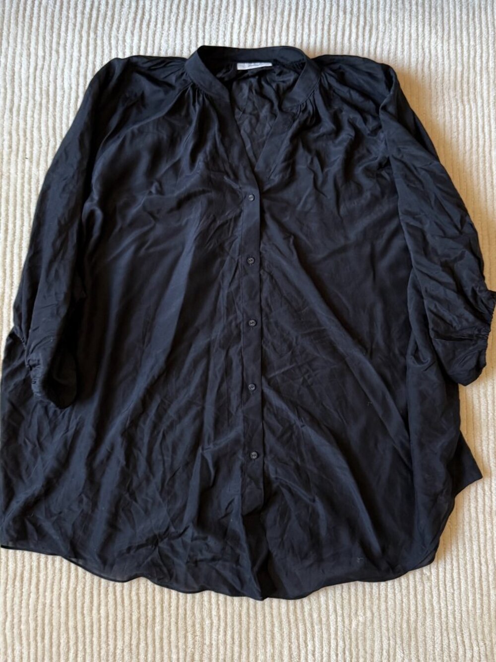 Peony Black Oversized Sheer Shirt Top